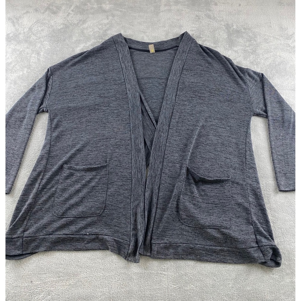 Xersion Womens XL Gray Heathered Open‎ Front Cardigan Pockets Criss Cross Back - Picture 2 of 16